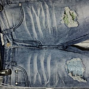 Blue Topic jeans size 5/6 with rinestones blue green and orange